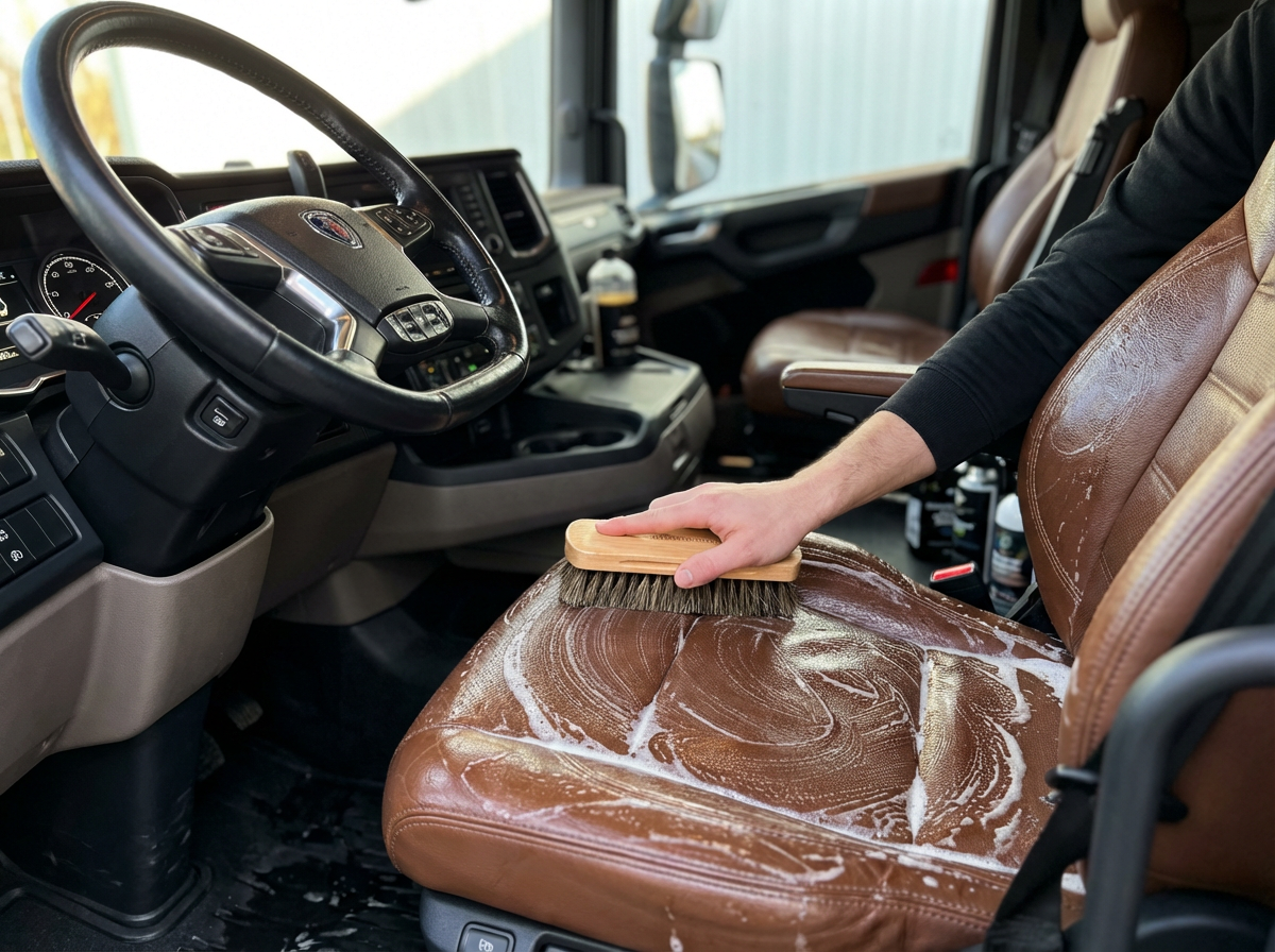 Premium-Lederbürste aus 100 % Rosshaar - Truckssupply